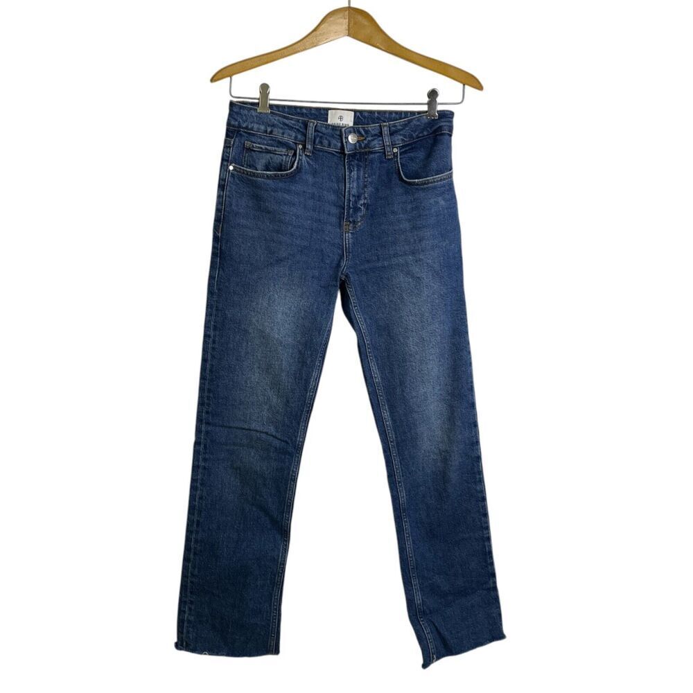 Anine Bing Enzo Jeans 27 Womens Slim Straight Distressed Raw Hem Split Cotton